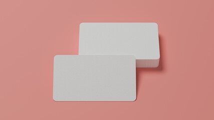 Business card mockup, blank name card template on pink background.