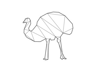 Mosaic triangles of bird isolated on a white background. Abstract design for vector.