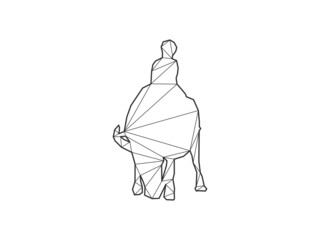 Mosaic triangles of Buffalo isolated on a white background. Abstract design for vector.