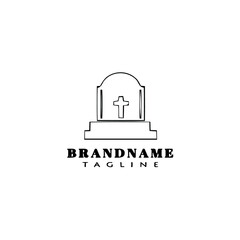 Naklejka premium halloween grave logo cartoon design icon template black isolated vector illustration