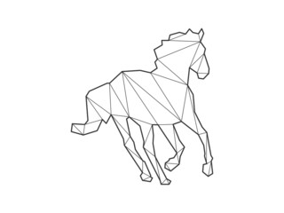 Mosaic triangles of Horse isolated on a white background. Abstract design for vector.