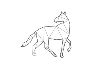 Mosaic triangles of Horse isolated on a white background. Abstract design for vector.