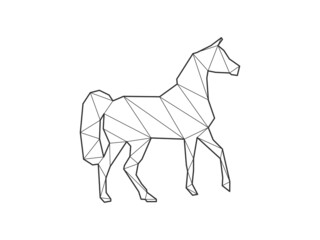 Mosaic triangles of Horse isolated on a white background. Abstract design for vector.