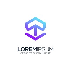 modern box line art logo with arrow