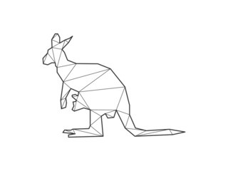 Mosaic triangles of Kangaroo isolated on a white background. Abstract design for vector.