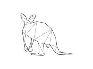 Mosaic triangles of Kangaroo isolated on a white background. Abstract design for vector.