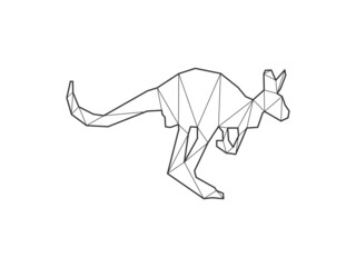 Mosaic triangles of Kangaroo isolated on a white background. Abstract design for vector.