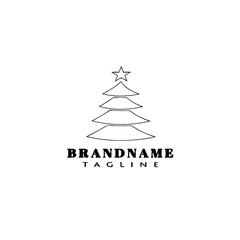 christmas tree logo cartoon icon design template black isolated vector illustration