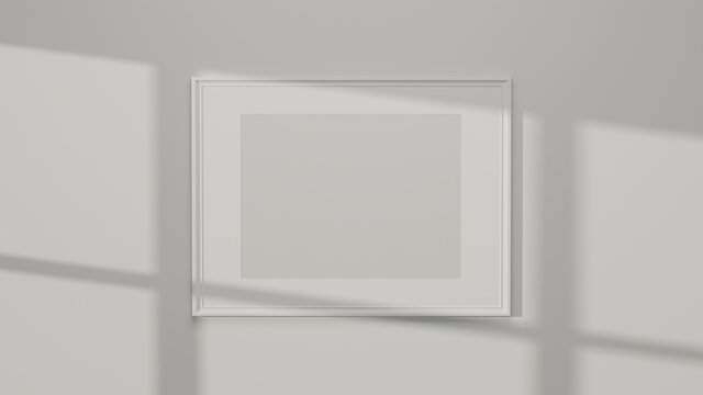 Modern White Poster Frame Mockup On White Walls With Daylight