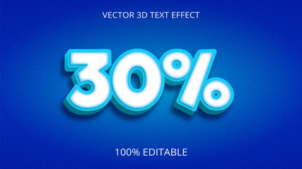 30% 3d vector text effect design 