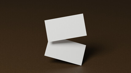 Membership card, blank business card template, name card mockup on brown background