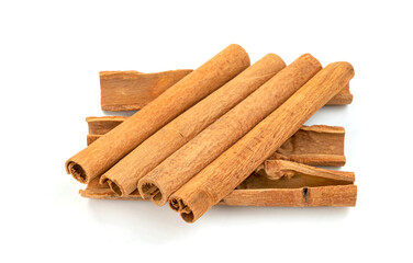 cinnamon sticks isolated on white background