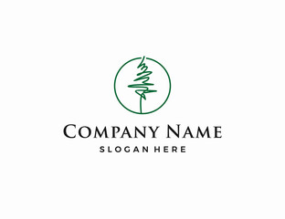 Abstract line pine tree logo template