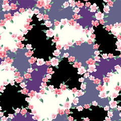 Cute Japanese cherry blossom seamless pattern,