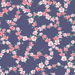 Cute Japanese cherry blossom seamless pattern,