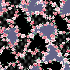 Cute Japanese cherry blossom seamless pattern,