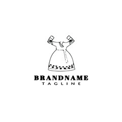 traditional korean clothes logo cartoon icon design template black isolated illustration