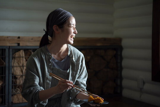 Woman Dishing Pumpkin