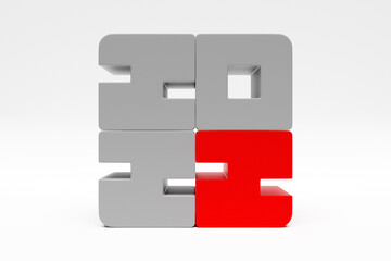 Fototapeta premium Calendar header number 2022 on white background. Happy new year 2022 colorful background.