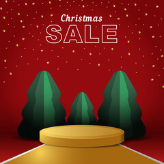 Merry christmas sale promotion with product display podium