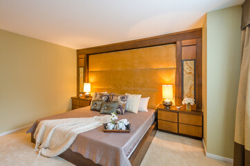 Beautiful and modern home and hotel bedroom interior design.