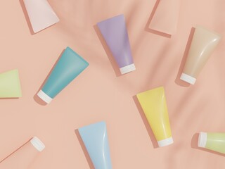 3d render of blank cosmetics skincare product or packaging for mock up. Terrazzo design. Beauty soap and spa concept. Lotion oil moisture for skin health. Premium and luxury design for branding.