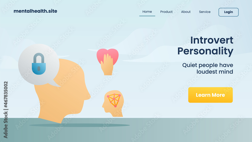 Poster introvert personality for website template landing homepage