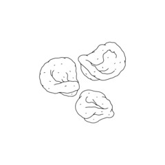 Dumplings with cottage cheese, gnocchi in ink sketch vector illustration