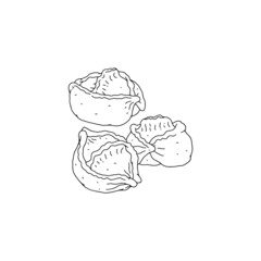 Manty, dumplings from thinly rolled dough stuffed with meat, onions, steamed