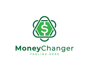 Money Changer with Dollar Icon Logo Design Template Element