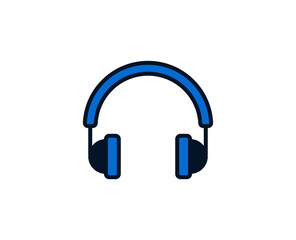 Headphones flat icon. Single high quality outline symbol for web design or mobile app.  Holidays thin line signs for design logo, visit card, etc. Outline pictogram EPS10