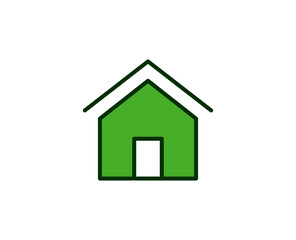 Green house flat icon. Single high quality outline symbol for web design or mobile app.  House thin line signs for design logo, visit card, etc. Outline pictogram EPS10