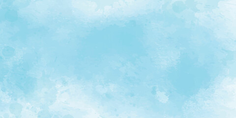 Light sky blue watercolor background. Aquarelle paint paper textured canvas element for text design, greeting card, template. Turquoise color handmade illustration