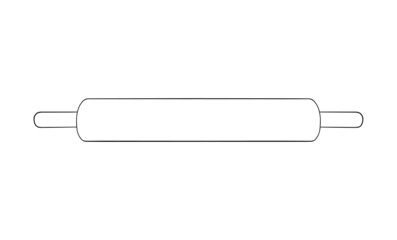 Rolling pin for rolling out the dough in a linear sketch vector illustration
