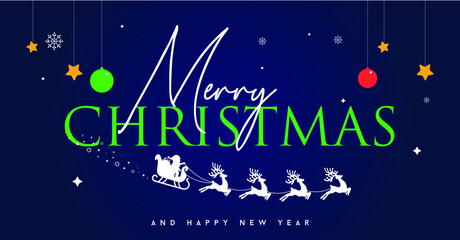 Christmas and New Year wishes website banner vector design