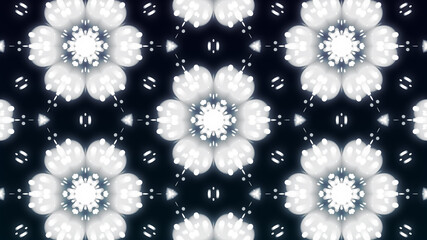 Flower Kaleidoscope Abstract Black And White Background