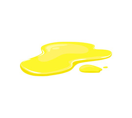 Yellow liquid. Puddle of juice, vegetable oil or urine. Spill. Vector cartoon illustration