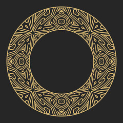 Circular decorative gold frame.