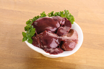 Raw chicken liver in the bowl