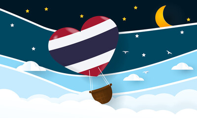 Heart air balloon with Flag of Thailand for independence day or something similar
