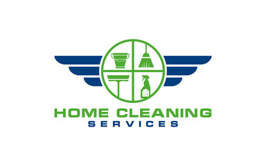 Creative Cleaning home services Concept Logo Design Template