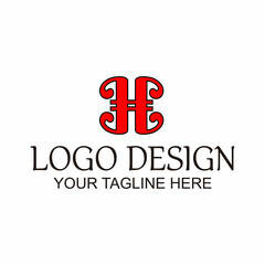 H vintage  illustration logo design