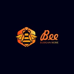 abstract bee on hexagon logo design vector