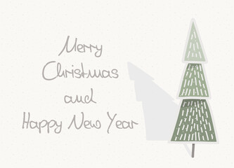 Fototapeta na wymiar Christmas card with handdrawn Christmas tree