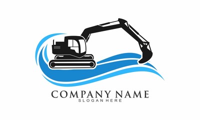 Excavator and wave vector logo