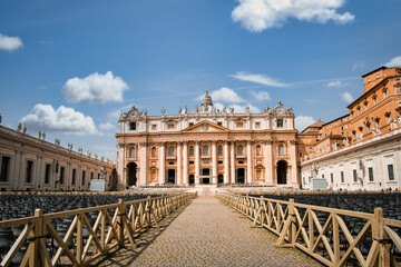 Fototapeta na wymiar saint peter's basilica square in Vatican Rome. Travel and vacation in Italy. landmarks of rome