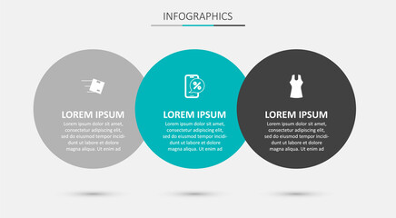 Set Percent discount on phone, Location with cardboard box and Woman dress. Business infographic template. Vector
