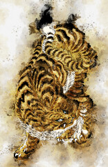 虎　その5	水彩風