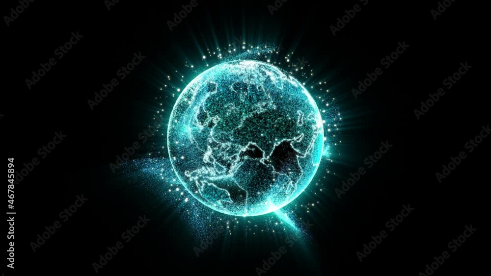 Poster Futuristic motion graphic user interface head up display screen with Holographic Earth and digital data telemetry information display for digital background computer desktop display screen