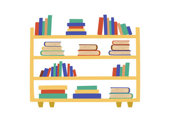 Bookcase color sketch. Book bundle. School textbooks set. Stack vector illustration